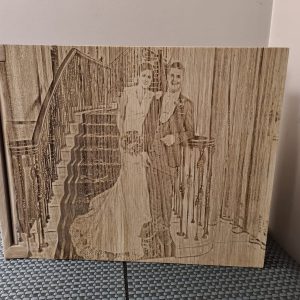 Oak Book Box with picture engraved