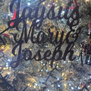 Jaysus Mary and Joseph hanging tree decoration
