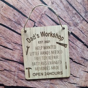 Personalised Hanging Dads Shed sign 3mm Wood