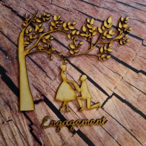 Engagement couple, tree and wording