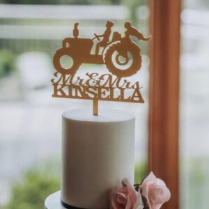 Bride Groom tractor cake topper